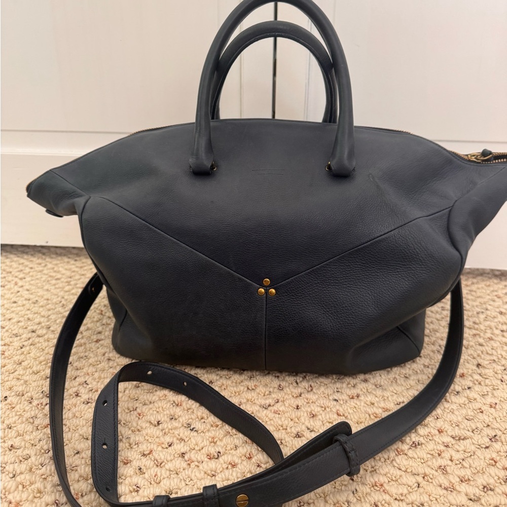 Jerome Dreyfus’s Navy Calfskin Leather Gerald Satchel Handbag - Picture 2 of 5